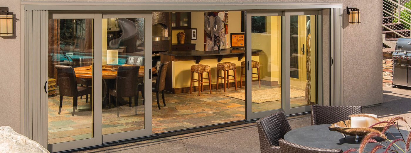 Aluminum sliding door full-bleed banner